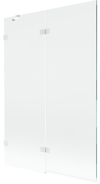 Mexen Lunar, 2-krídlová vaňová zástena ľavá 120 x 150 cm, číre sklo, biela, 897-120-100-20-00-L