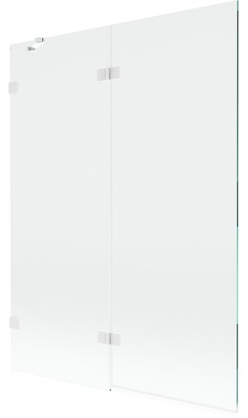 Mexen Lunar, 2-krídlová vaňová zástena ľavá 130 x 150 cm, číre sklo, biela, 897-130-100-20-00-L