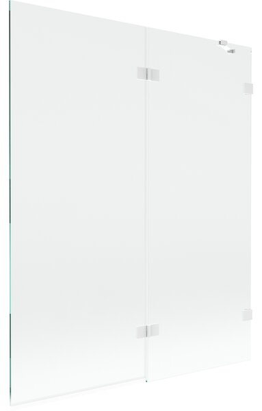 Mexen Lunar, 2-krídlová vaňová zástena pravá 140 x 150 cm, číre sklo, biela, 897-140-100-20-00-P