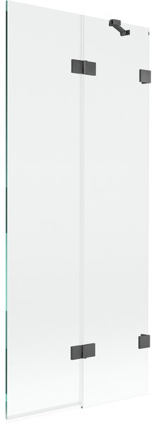 Mexen Lunar, 2-krídlová vaňová zástena pravá 80 x 150 cm, číre sklo, grafitová, 897-080-100-66-00-P