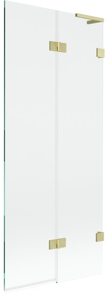Mexen Lunar L, 2-krídlová vaňová zástena pravá 80 x 150 cm, číre sklo, zlatá matná, 897L-080-100-55-00-P