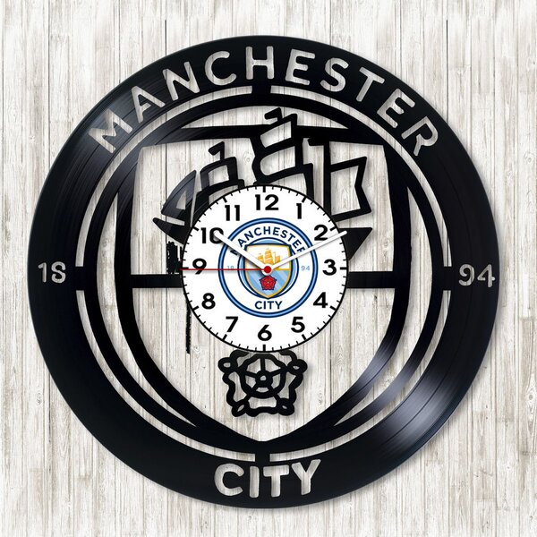 Beling vinylové nástenné hodiny Manchester city, Q97