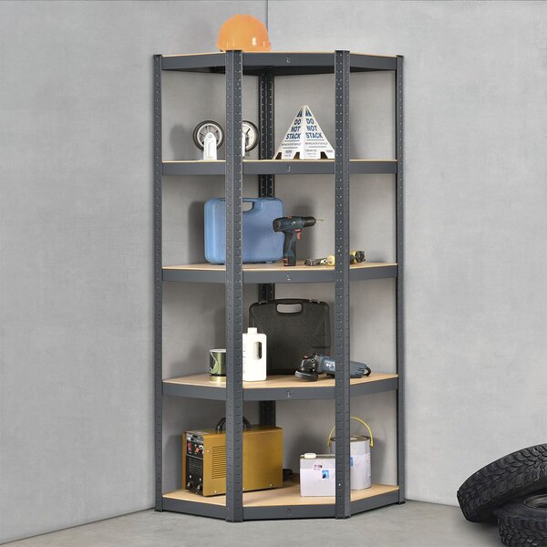 Rohový regál Basic 180x70x40 cm - šedý