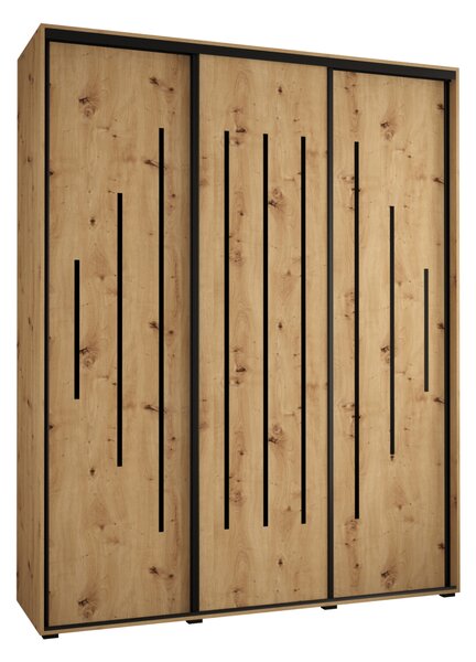 Šatníková skriňa ASIRI 12 - 200/45 cm, dub artisan / čierna