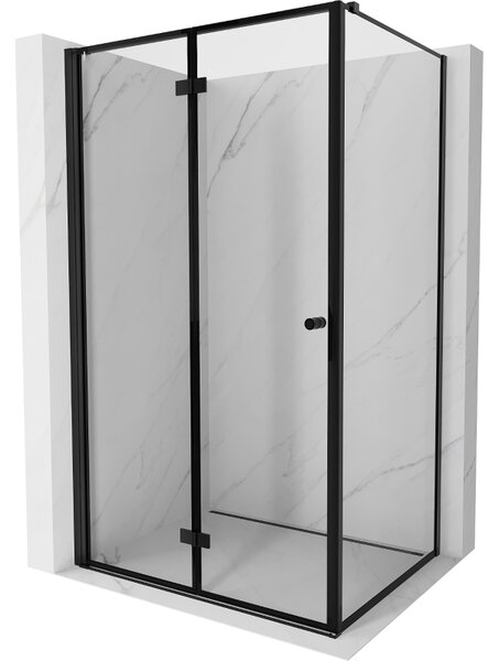 Mexen Mist-F T, 1-krídlový skladací sprchový kút ľavý 70 x 75 cm, číre sklo-čierny rám, 8A6T-070-075-70-70-L