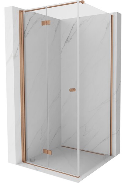 Mexen Mist-F T, 1-krídlový skladací sprchový kút ľavý 70 x 70 cm, priehľadný, brúsená meď - 8A6T-070-070-65-00-L