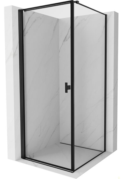 Mexen Mist-B, 1-krídlový výklopný sprchový kút, ľavý, 70 x 70 cm, číre sklo-čierny rám, 8A2T-070-070-70-70-L