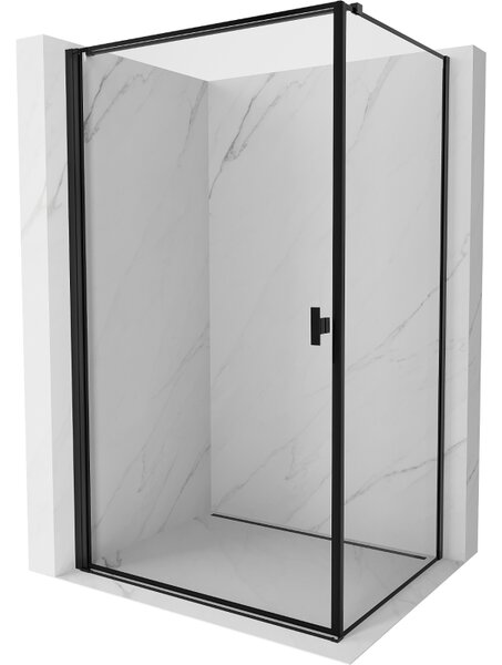 Mexen Mist-B, 1-krídlový výklopný sprchový kút, ľavý, 70 x 75 cm, číre sklo-čierny rám, 8A2T-070-075-70-70-L