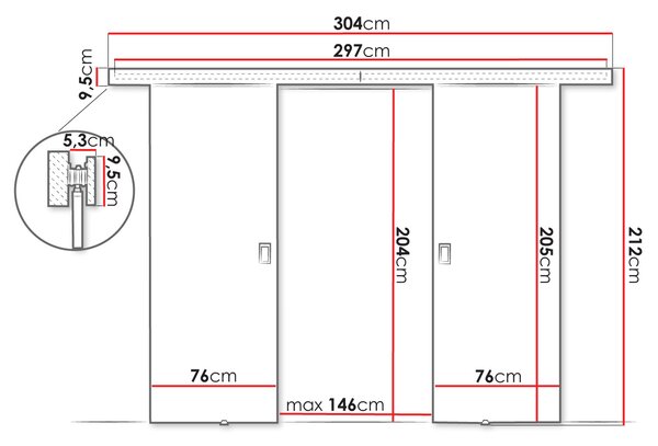 Posuvné dvojkrídlové interiérové dvere SANITA 3 - 152 cm, dub zlatý