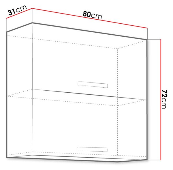 Horná kuchynská skrinka 80 cm SHAN - šedá / lesklá krémová