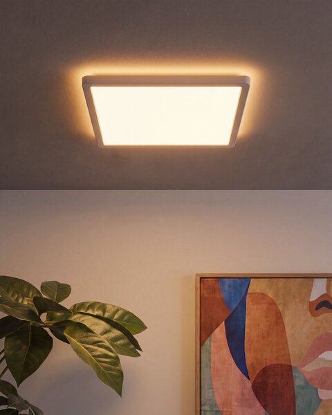 Stropné LED svietidlo biele syntetický materiál 30 cm štvorcový tvar LED panelové svetlo zapustené ploché s diaľkovým ovládaním