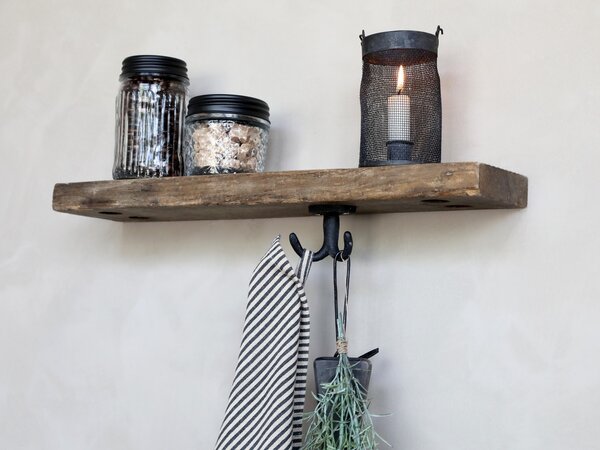 Hnedá drevená retro nástenná polička Grimaud - 50*10*3cm - Chic Antique