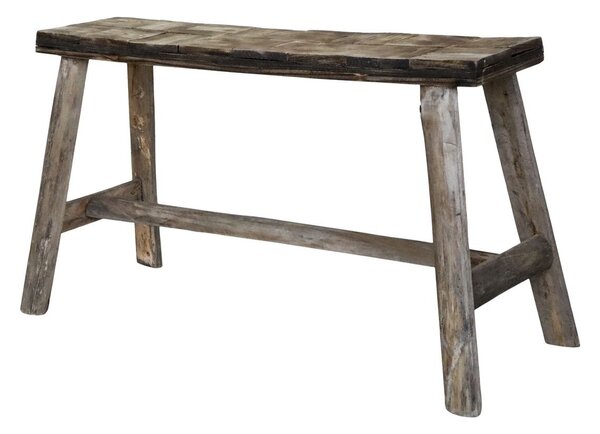 Hnedá dekoračná drevená lavica so vzorom na sedadle Tanoak - 80*24*45 cm - Chic Antique