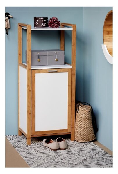 Bambusový kúpeľňový regál v bielo-prírodnej farbe 40x95 cm Finja – Wenko
