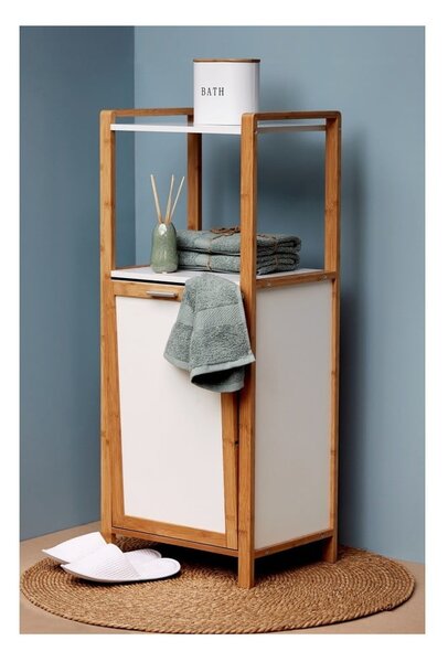 Bambusový kúpeľňový regál v bielo-prírodnej farbe 40x95 cm Finja – Wenko