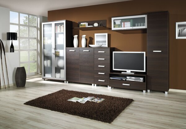 Úzka policová skriňa 50 cm ANDOVER - gaštan wenge