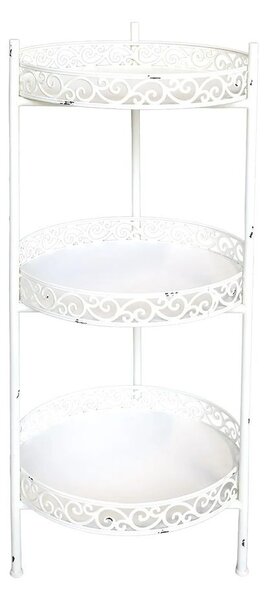Krémový antik dekoračný kovový etažér Lace - Ø 35*86 cm - Chic Antique