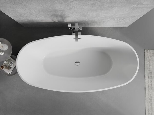 Mexen Lira, voľne stojaca vaňa, vzor, 170 x 80 cm, biela-čierna, chrómový prepad, 52831708075-01