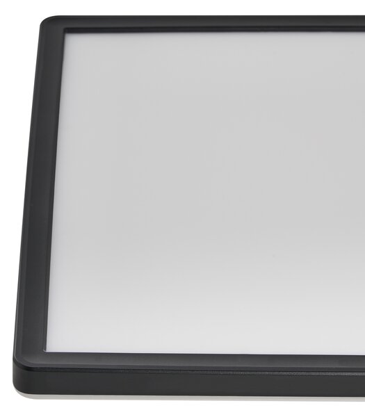 Stropné LED svietidlo čierne syntetický materiál 42 cm štvorcový tvar LED panelové svetlo zapustené ploché s diaľkovým ovládaním