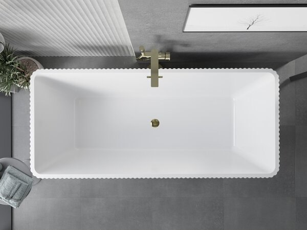 Mexen Tava, voľne stojaca ryhovaná vaňa 170 x 75 cm, biela lesklá, zlatý lesklý prepad, 52851707500-50