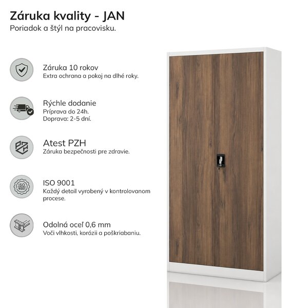Kancelárska skriňa na dokumenty biela / orech: Eco Design JAN 900 x 1850 x 400 mm