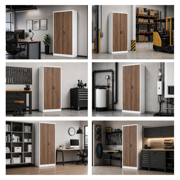 Kancelárska skriňa na dokumenty biela / orech: Eco Design JAN 900 x 1850 x 400 mm