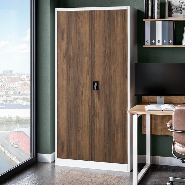 Kancelárska skriňa na dokumenty biela / orech: Eco Design JAN 900 x 1850 x 400 mm