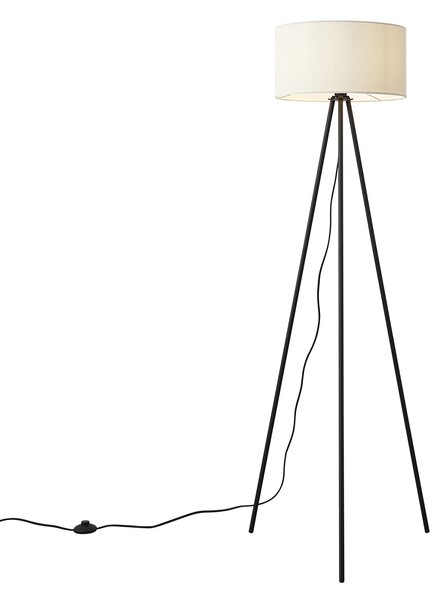 Moderná stojacia lampa s trojnožkou biela so zamatovým tienidlom - Luz