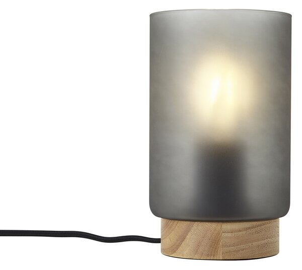 Moderná stolná lampa drevená s matným sivým sklom - Umbra