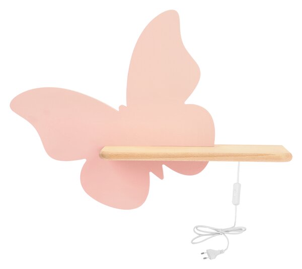 Candellux BUTTERFLY Nástenné svietidlo 5W LED 4000K IQ KIDS WITH CABLE, SWITCH AND PLUG PINK 21-85177