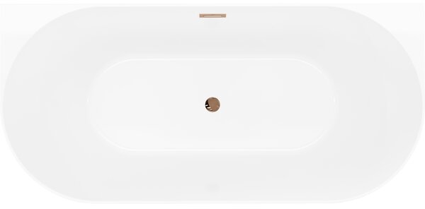 Mexen Oval Slim, voľne stojaca vaňa ku stene, 170 x 80 cm, biela-čierna, ružové zlato prepad, 52661708075-60