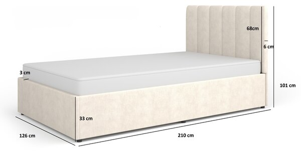 Jednolôžková čalúnená posteľ 120x200 AUROVA - béžová
