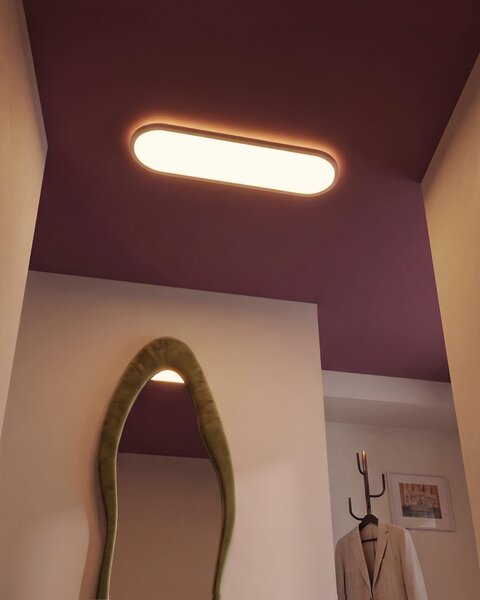 Stropné LED svietidlo biele syntetický materiál oválny tvar LED panelové svetlo zapustené ploché s diaľkovým ovládaním