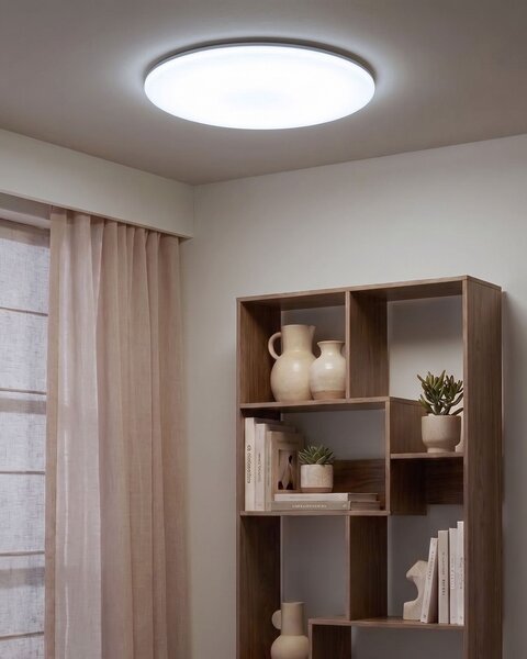 Stropné LED svietidlo biele syntetický materiál okrúhly tvar LED panelové svetlo zapustené ploché s diaľkovým ovládaním