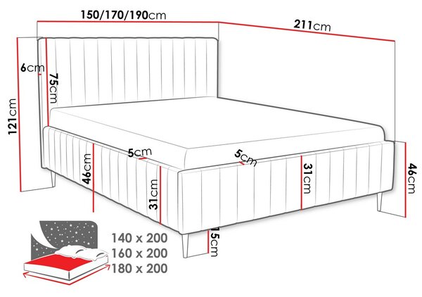 Dvojlôžková posteľ s úložným priestorom 180x200 ONANCOK 2 - zelená