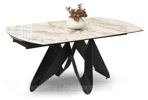 Elegantný rozkladací stôl 180(260)x98 CANO - béžový mramor / čierny