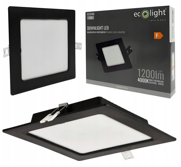 LED stropný panel zapustený 12W 1200lmM neutrálna farba ECOLIGHT čierna