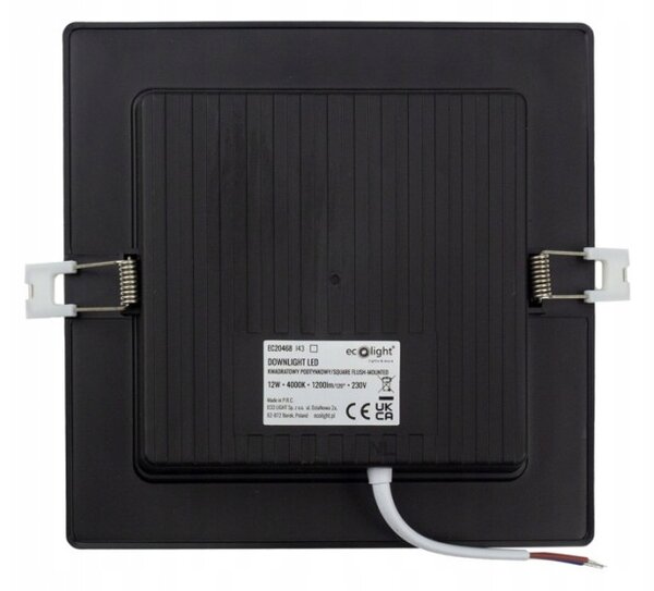 LED stropný panel zapustený 12W 1200lmM neutrálna farba ECOLIGHT čierna