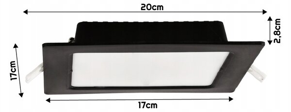 LED stropný panel zapustený 12W 1200lmM neutrálna farba ECOLIGHT čierna