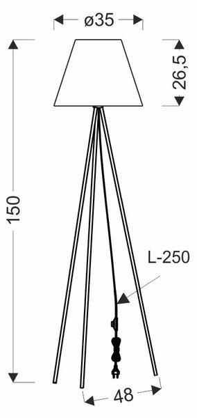 Dizajnová lampa trojnožka PLATINO - 1xE27, 40W, čierna / strieborná