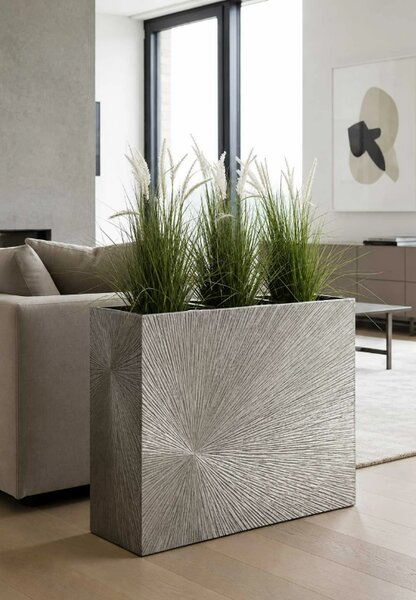 Kvetináč ELEMENTO, sklolaminát, šírka 88 cm, strieborný