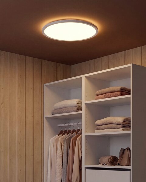 Stropné LED svietidlo biele syntetický materiál okrúhly tvar LED panelové svetlo zapustené ploché s diaľkovým ovládaním