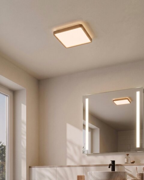 Stropné LED svietidlo svetlohnedé syntetický materiál 30 cm štvorcový tvar LED panelové svetlo zapustené ploché s diaľkovým ovládaním
