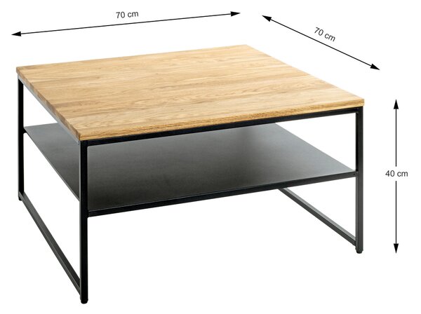 KONFERENČNÝ STOLÍK, čierna, farba duba, drevo, kov, 70/70/40 cm - Stolíky do obývačky, Online Only