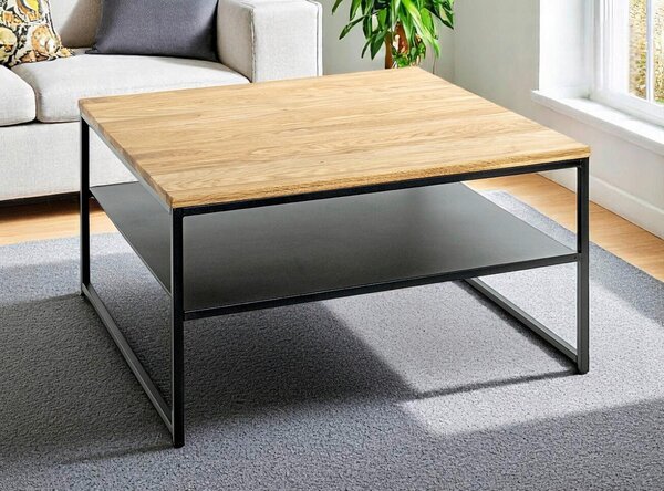 KONFERENČNÝ STOLÍK, čierna, farba duba, drevo, kov, 70/70/40 cm - Stolíky do obývačky, Online Only