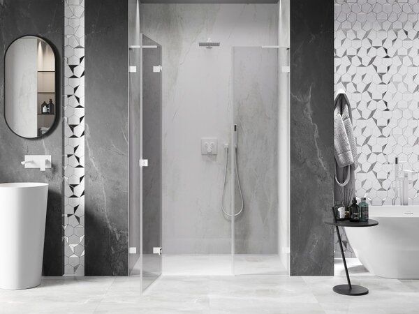 Mexen Lunar L, ľavé otočné sprchové dvere 120 cm, 8mm číre sklo, biely profil, 834SL-120-050-20-00-L