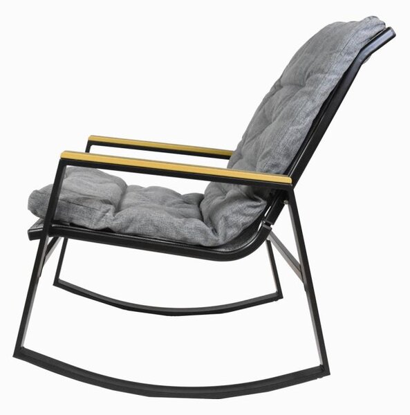Hojdacie kreslo, oceľové, čalúnené vankúše, sivé, 2 ks