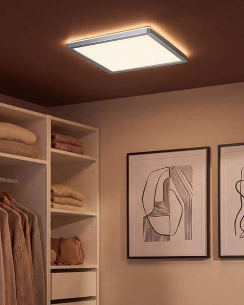 Stropné LED svietidlo strieborné syntetický materiál 42 cm štvorcový tvar LED panelové svetlo zapustené ploché s diaľkovým ovládaním