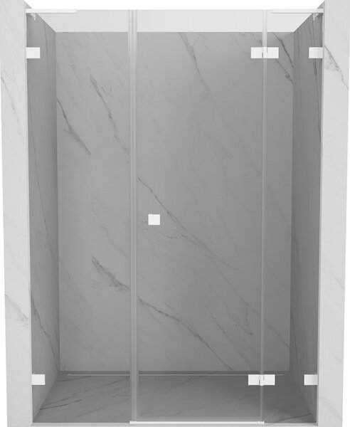 Mexen Lunar L, pravé otočné sprchové dvere 120 cm, 8mm číre sklo, biely profil, 834SL-120-050-20-00-P