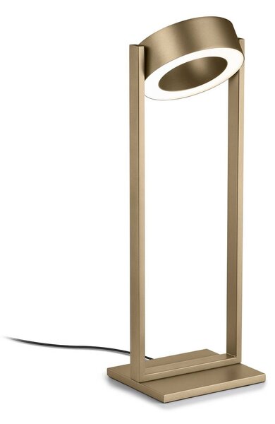 Knapstein Stolová LED lampa Wega v odtieni efektnej bronzy, výška 45 cm, ovládanie gestami, Hnedá / staromosadz, Obývacia izba / jedáleň, kov, Moderný